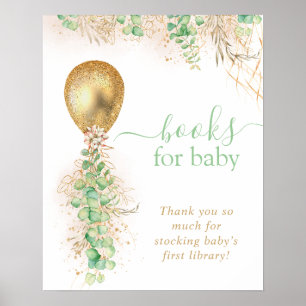 Poster Glitter Dourado Eucalyptus Balloon Livros Para Beb
