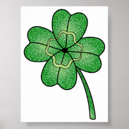 Poster Glitter Four Leaf Clover