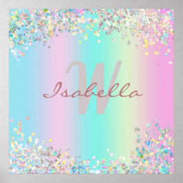 Poster Glitter Holográfico Unicorn