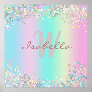 Poster Glitter Holográfico Unicorn