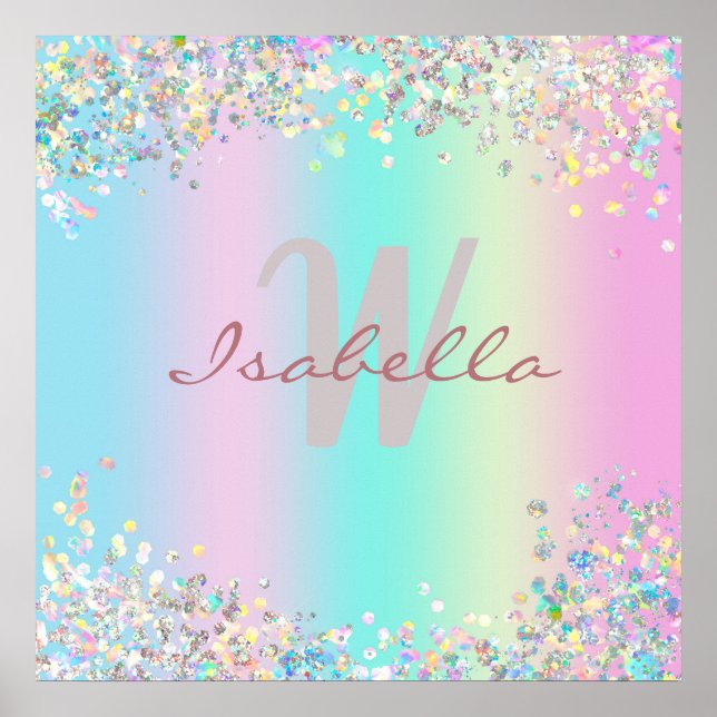 Poster Glitter Holográfico Unicorn (Frente)