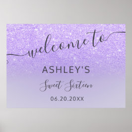 Poster Glitter lilás púrpura, chic elegante doce 16