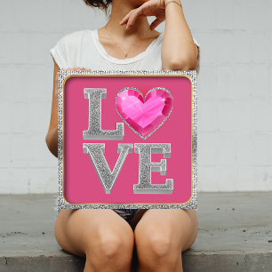 Poster Glitter prateado elegante e arte rosa nas joias