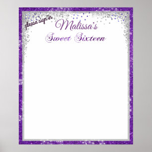 Poster Glitter Roxo Doce Dezesseis Gemas De Ruptura