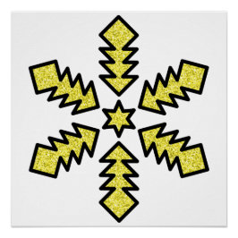 Pôster Glitter Snowflake - Yellow Star
