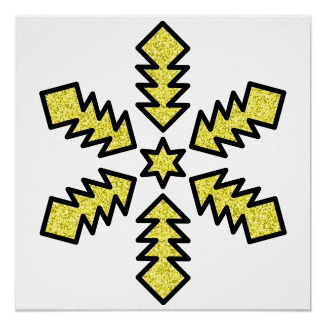 Pôster Glitter Snowflake - Yellow Star (Frente)