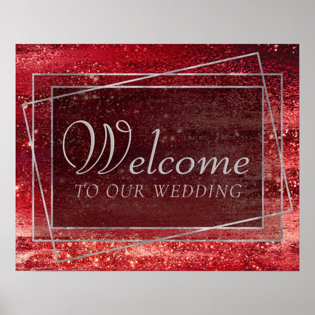 Poster Glitzy Foil | Henna Crimson Red Sparkle Bem-vindo (Frente)