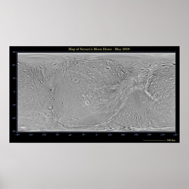Poster Global map of Saturn's moon Dione (Frente)