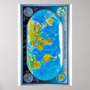 Poster "Global: Mapa do mundo físico/político…