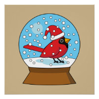 Globo de Neve com Cardeal Vermelho Bonito