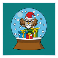 Globo de Neve com Santa Claus Owl