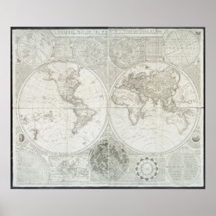 Poster Globo Terraqueous por Samuel Dunn 1787