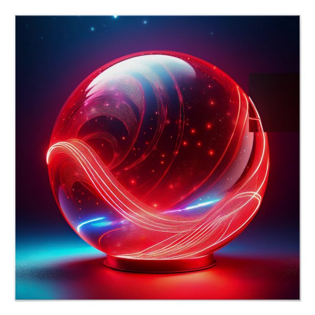 Pôster Globo Vermelho Reflexivo Transparente Com Explosõe (Frente)