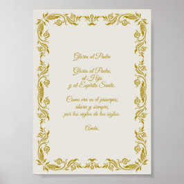 Poster Glória ao Pai com detalhes Botânicos Dourados