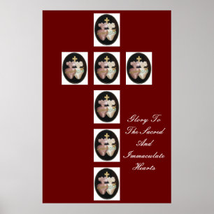 PÔSTER GLÓRIA AOS CORAÇÕES SAGRADOS E IMACULADOS