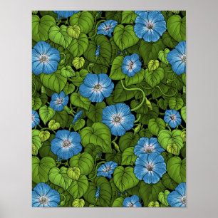 Poster Glória da manhã em azul e verde