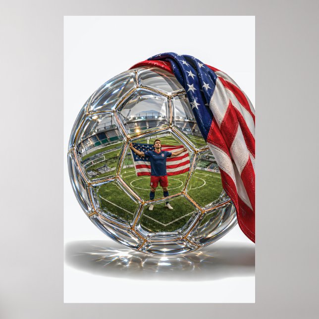 Poster Glória do Futebol dos EUA Bola de Cristal Arte (Frente)