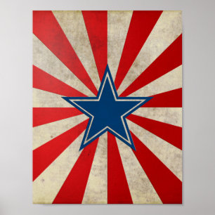 Pôster Glória envelhecida - Estrelas e faixas vermelhas,