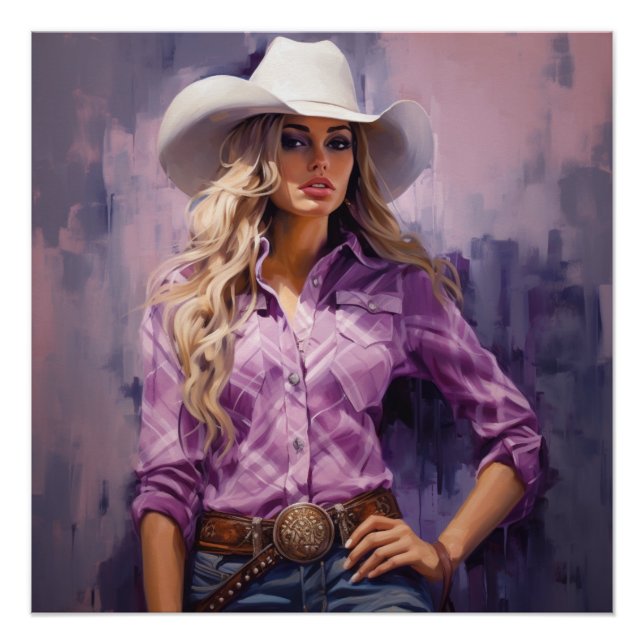 Pôster Glorioso Gingham: Arte de Muro de Cowgirl (Frente)