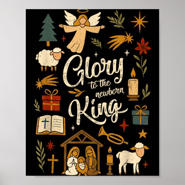 Poster Glory To The Newborn King Christmas Nativity Scene (Frente)