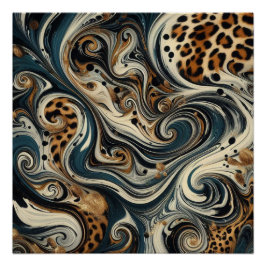 Pôster Glossy de Estampa de Leopardo Abstrato em E