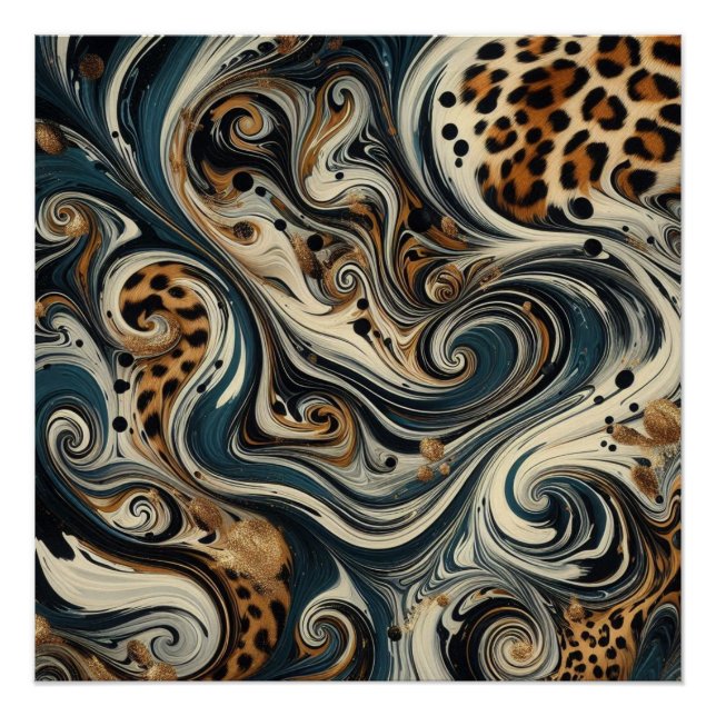 Pôster Glossy de Estampa de Leopardo Abstrato em E (Frente)