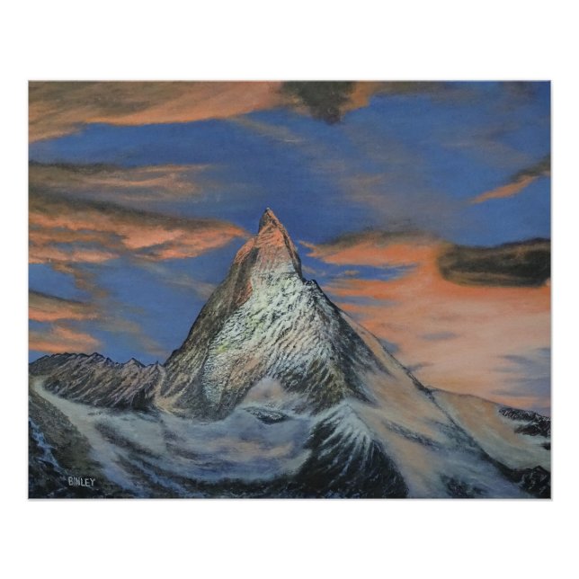 Pôster Glossy Poster - "The Matterhorn At Sunset" (Frente)