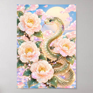 Poster Glossy Snake Floral Art