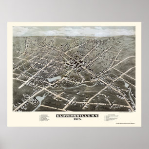 Pôster Gloversville, Mapa Panorâmico NY - 1875