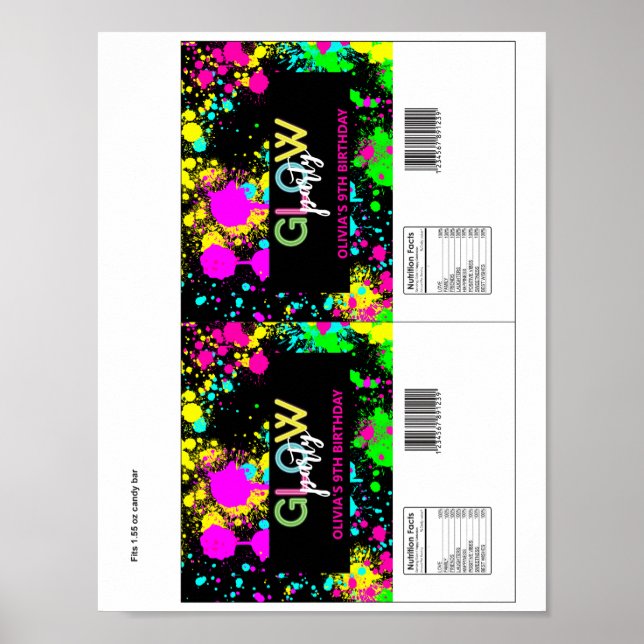 Poster Glow birthday party (Frente)