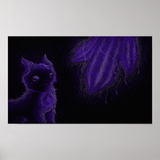 Pôster Glowing gems purple cat