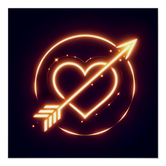 Pôster glowing image of a heart with cupid's arrow (Frente)