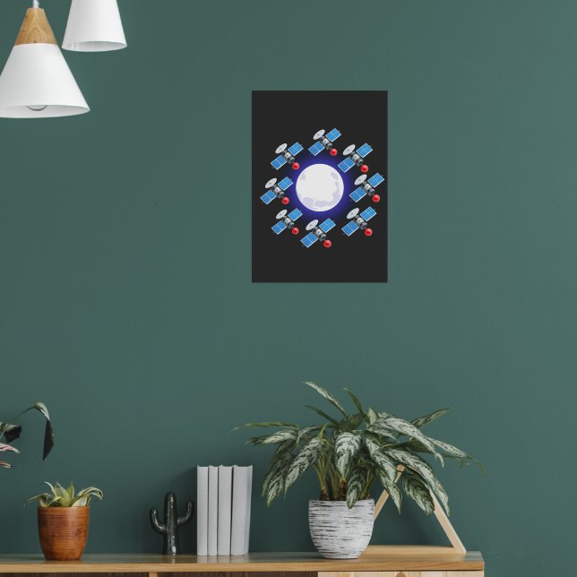 Poster Glowing Moon Orb with Satellite Ring | Cosmic (Sala de Estar 1)