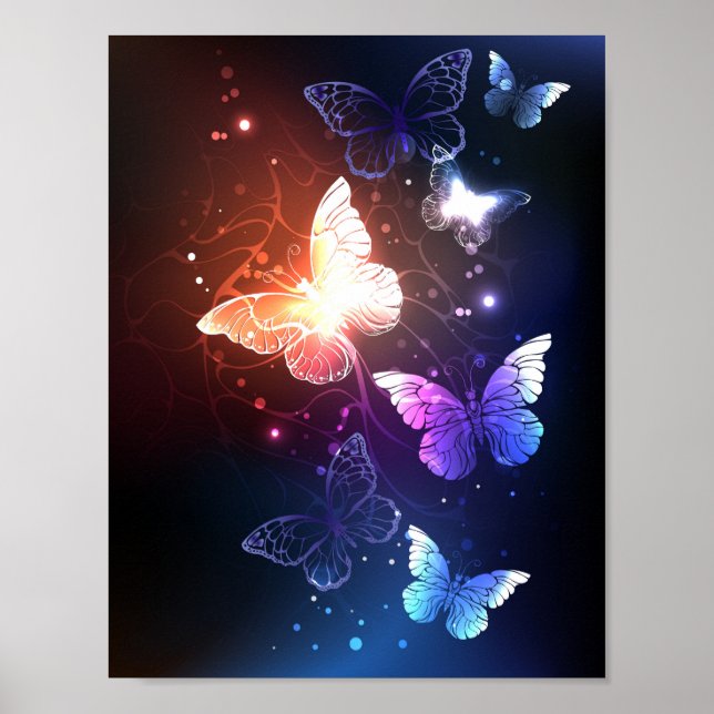 Poster Glowing Night Butterflies (Frente)
