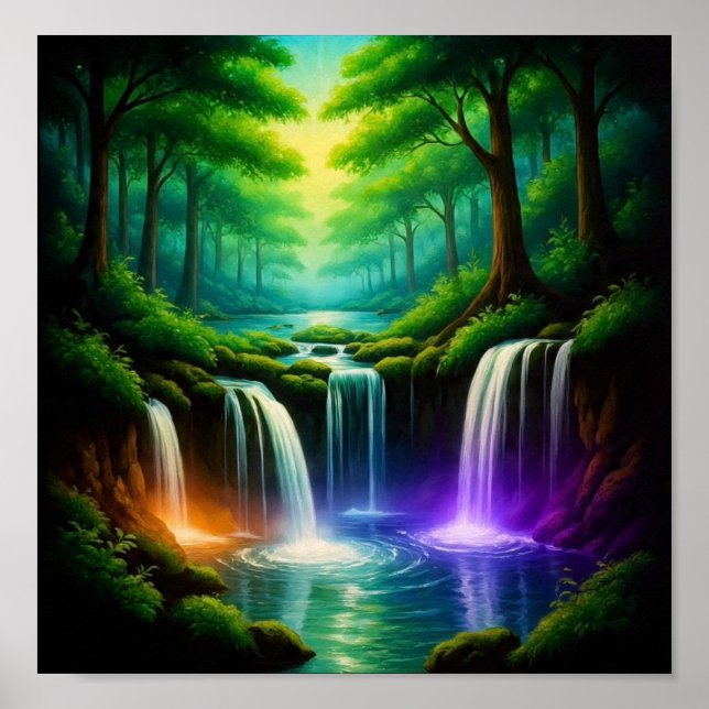 Poster GlowingWaterFallForest (Frente)