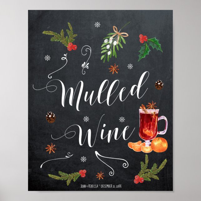 Poster Gluhwein bar winter christmas wedding sign (Frente)