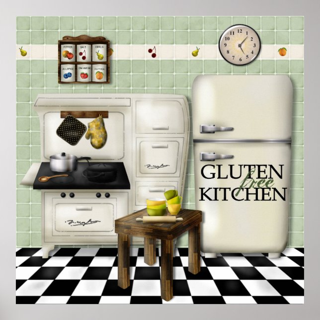 Poster Gluten Free Kitchen Green (Frente)