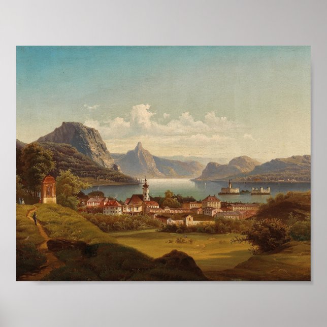 Poster Gmunden mit Schloss Ort | Johann Wilhelm Jankowsky (Frente)
