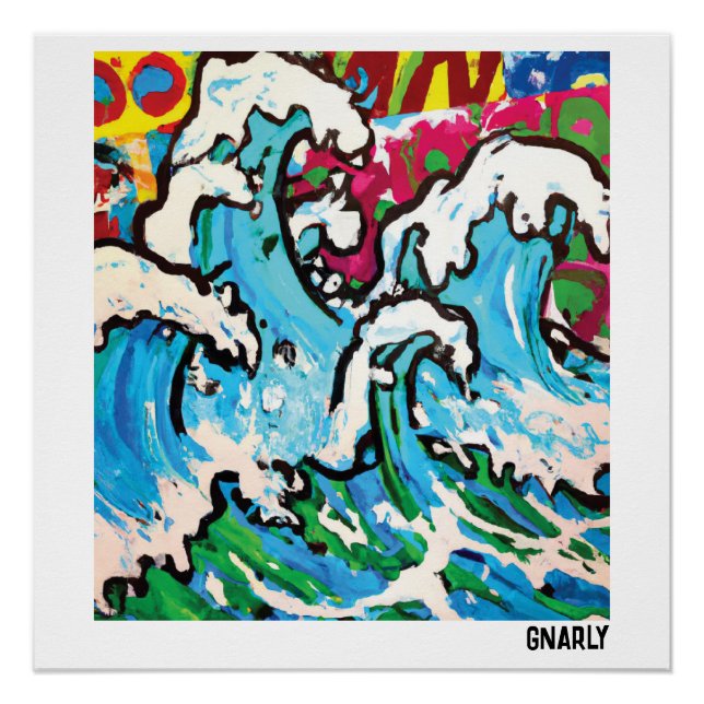 Pôster Gnarly Surf Art (Frente)