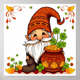 Poster Gnome Feliz Dia de São Patrício Trevo