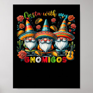 Poster Gnome Fiesta Com Meus Gnomigos Cinco Gnomos Mexica