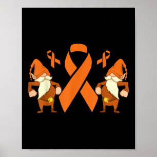 Poster Gnome Guerreiro do Câncer Fita Laranja Conscientiz