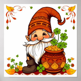 Poster  Gnome Happy St. Patrick's Day Shamrock