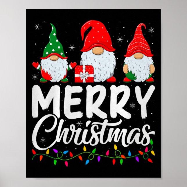 Poster Gnome Merry Christmas Pajamas Matching Family Grou (Frente)