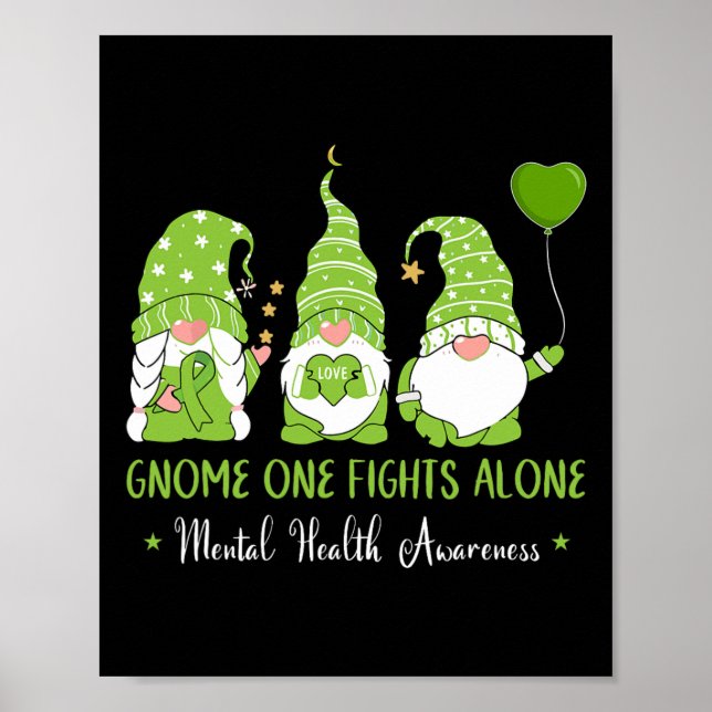 Poster Gnome One luta sozinho com a saúde mental verde da (Frente)