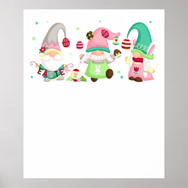 Poster gnome páscoa, retrô, vintage (Frente)