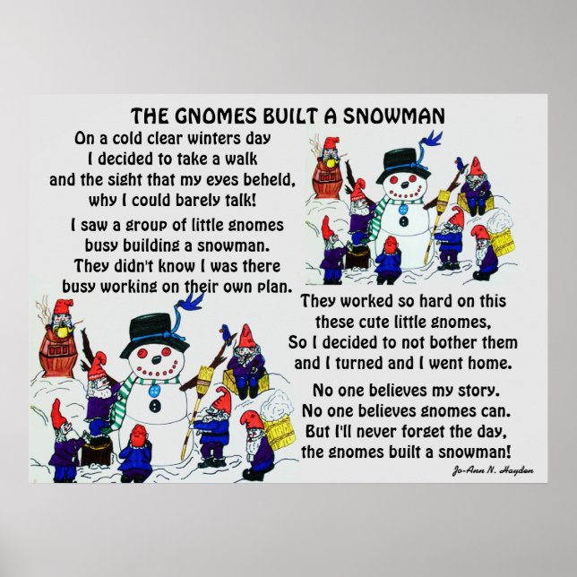 POSTER GNOMES CONSTRUÍRAM SNOWMAN (Frente)