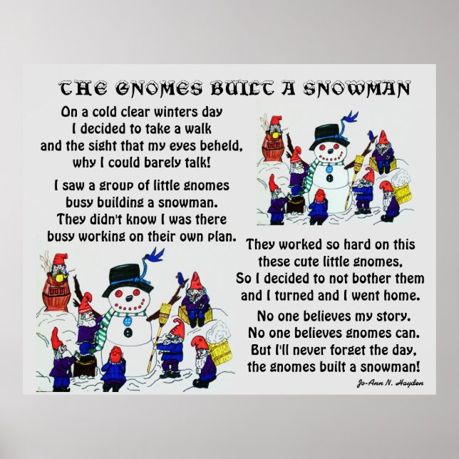POSTER GNOMES CONSTRUÍRAM SNOWMAN (Frente)