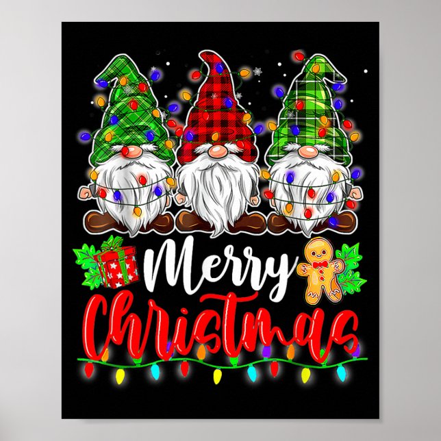 Poster Gnomes Merry Christmas Light Gnome Xmas  (Frente)
