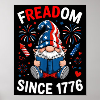 Poster Gnomo da Bandeira Americana Lendo Patriota Adorado